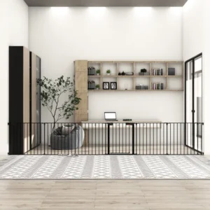 150" Metal Gate For House. 6 Panels Configurable Play Yard Fence Stairs, Fireplace, Christmas Tree. Adjustable Gate. House Fireplace