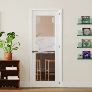 Interior 1 Lite Clear Glass With Manufacture Solid Wood Design Door Slab Include Jamb Solid Core Panel Prehung Pantry Door With Quick Assemble Jamb / Door Seal Strip