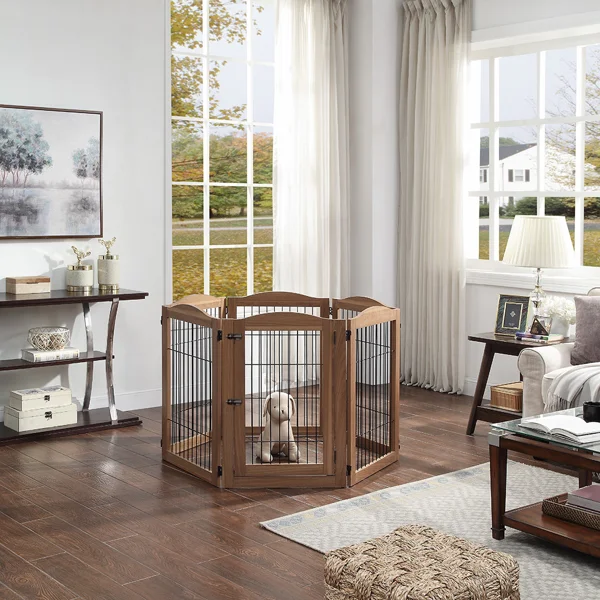 Neema 132" Extra Wide Dog Gate and Pet Playpen, Free Standing Tall Dog Fence with Walk Through Door, Dog Barriers for Home, Use as Indoor Dogs Cats Pen, Rabbit Pen, Baby Gate - Image 2